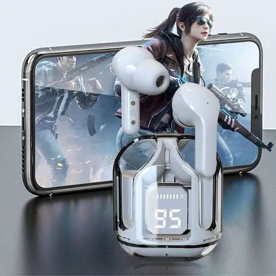 Air31 Wireless Crystal Transparent Bluetooth/airpods/earbuds ( Random Colour)